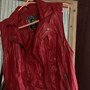 Red leather vest